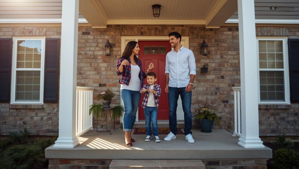 A family in their new home.