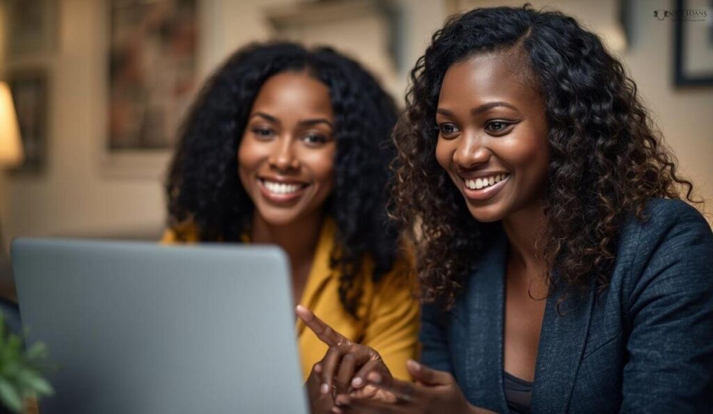 two girls are communicating on their laptop.