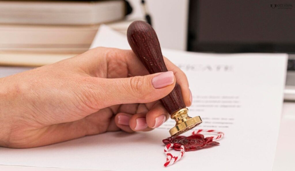 a document being stamped.