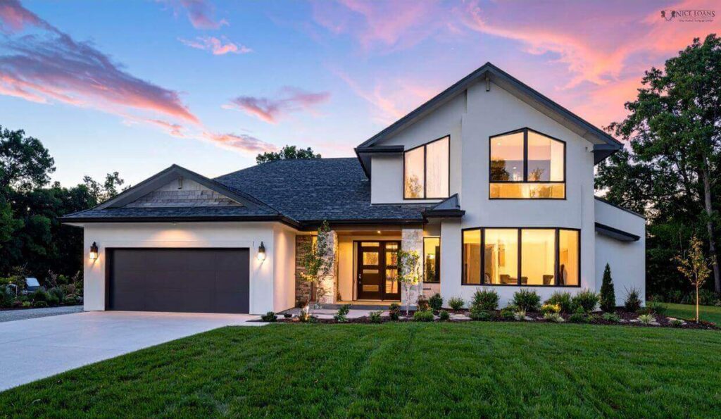 A stunning two-storey home with a big front yard.